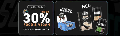Tot 30% korting op ESN Food & Vegan promotie + Restvoorraad Dark Cookie Designer Bar