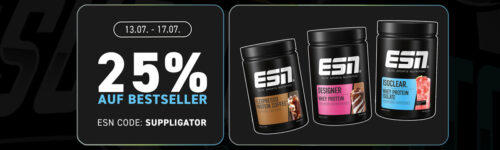 ESN Zomervakantie promotie met 25% korting op ESN bestsellers en 50% korting op samples