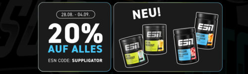20% korting op alles bij ESN + lancering van Intra Workout en Isoclear Less Sweet