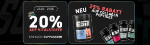 ESN vitamin promotie met tot 25% korting + lancering van de nieuwe Collageenpeptide